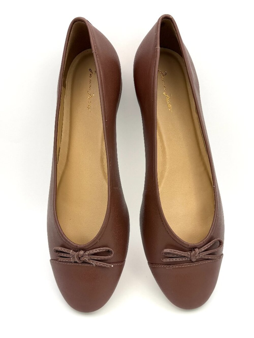 Massimo Matteo Women's Chocolate Leather Ballet Flats Round Toe Slip-On US 11M.